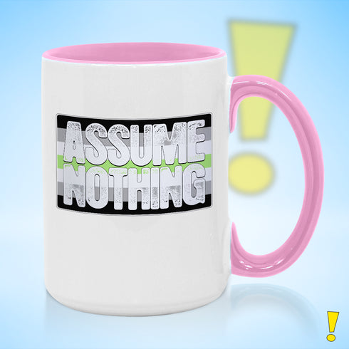 Assume Nothing Agender Pride Flag Color Accent Mug